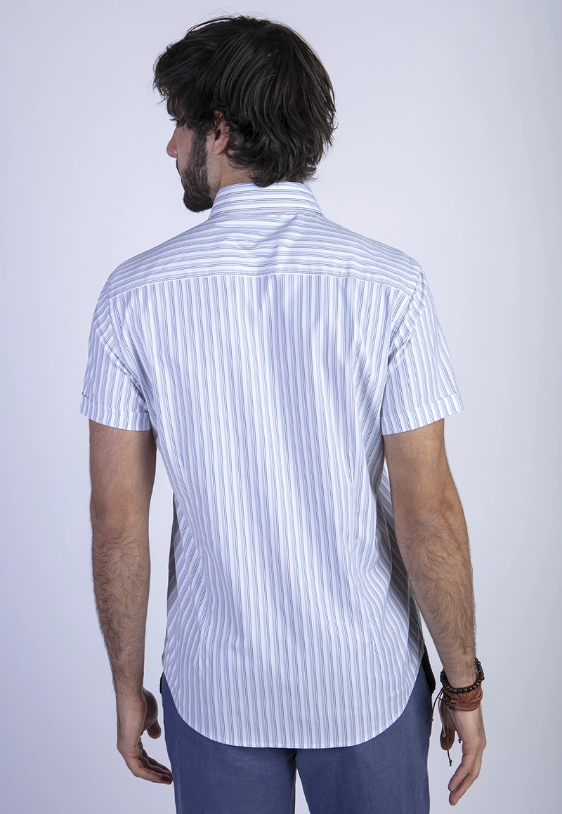 CAMISA LISTADA LANCASTER F BLUE - 2