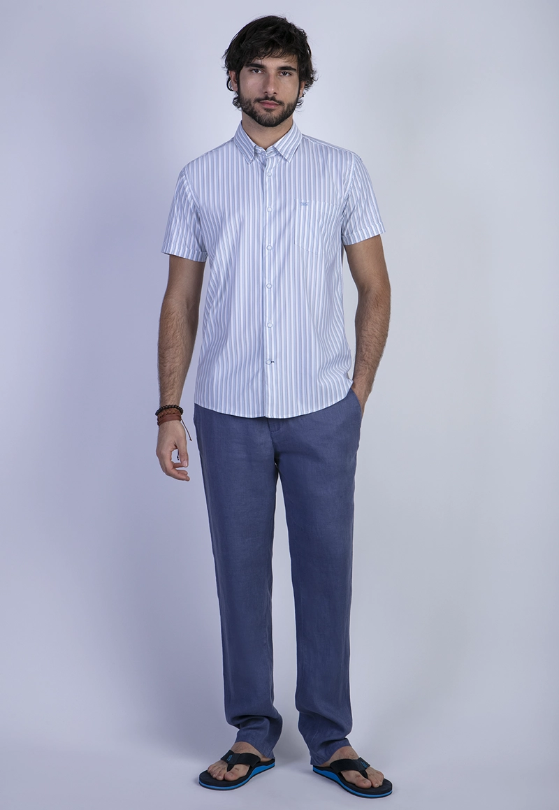 CAMISA LISTADA LANCASTER F BLUE - 3