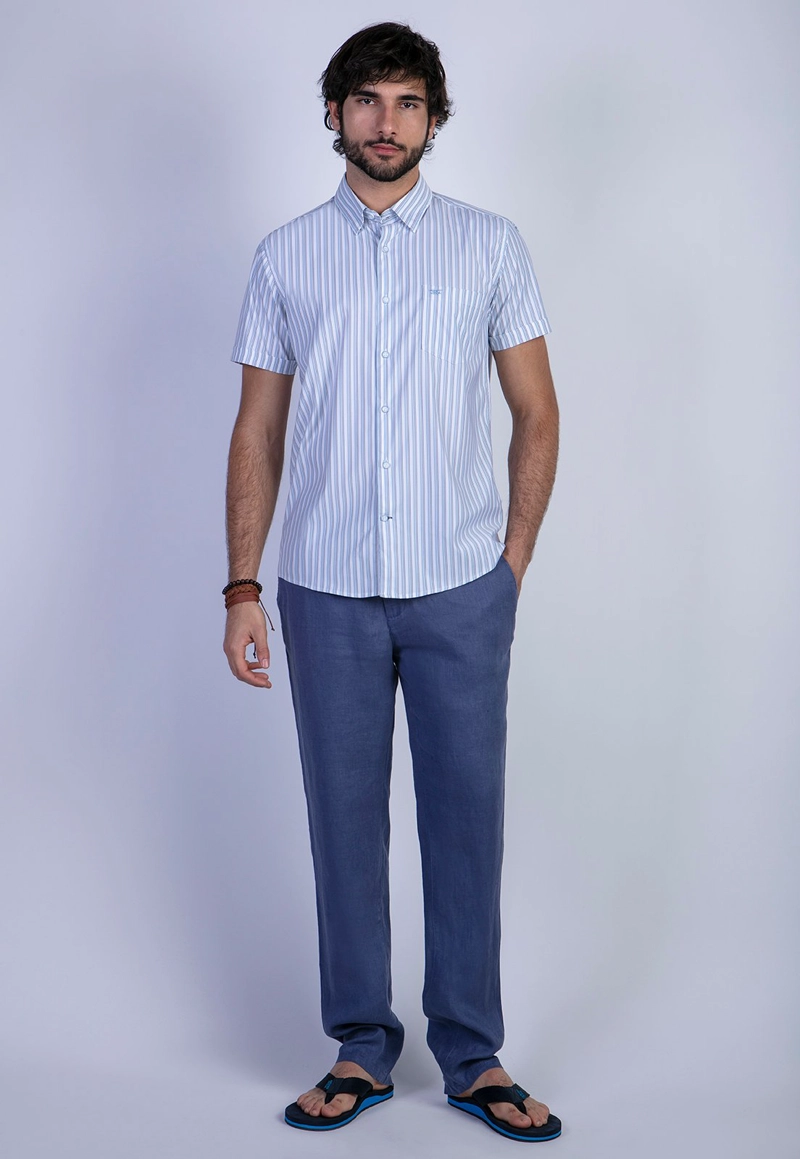 CAMISA LISTADA LANCASTER F BLUE - 3
