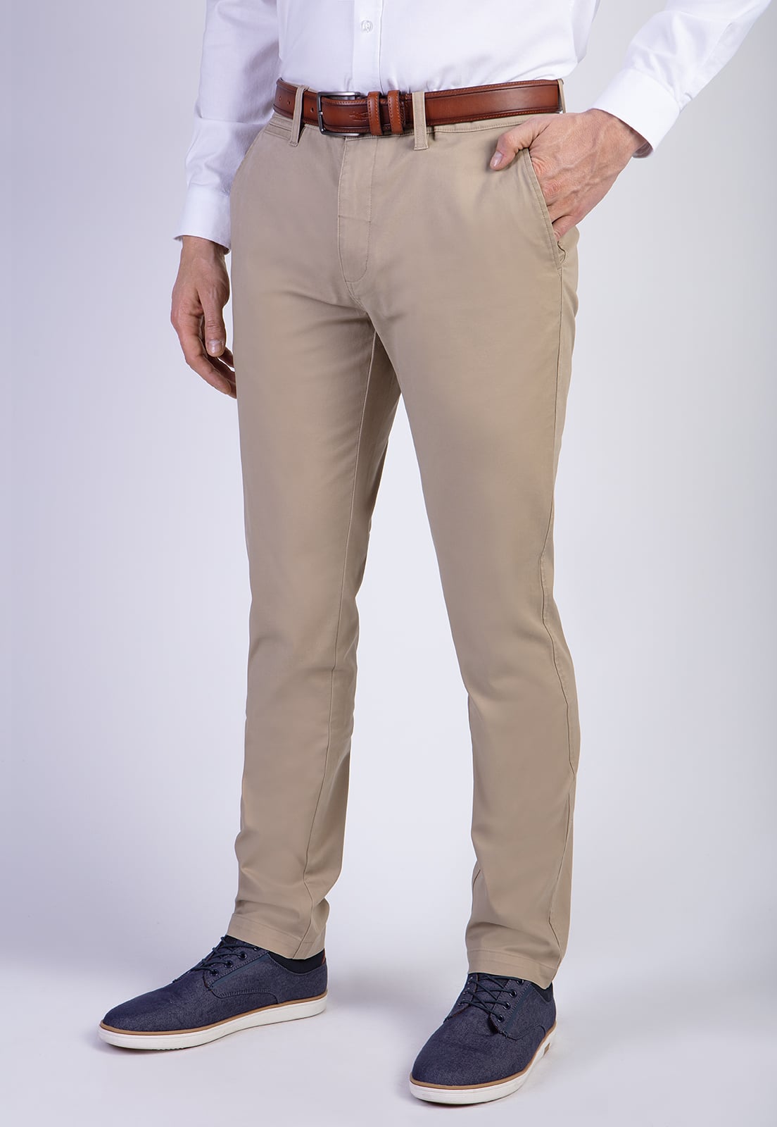 PANTALÓN ALGODÓN HOMBRE FEROUCH KHAKI 206003X0008 TWILL SLIM L/33 - 1