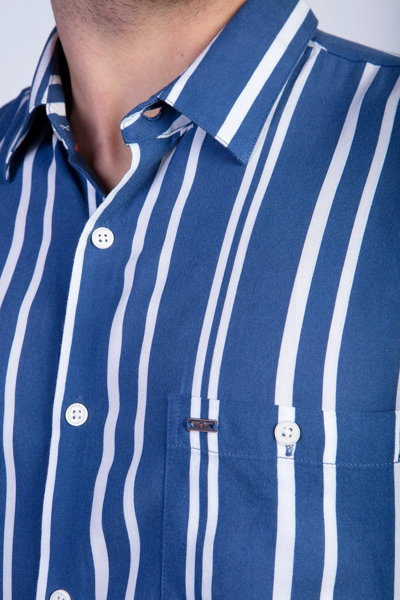 CAMISA ESTAMPADA RAYAS FJ BLUE - 4