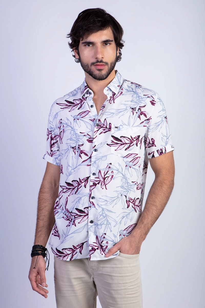 CAMISA ESTAMPADA MEMPHIS FJ BURGUNDY - 1