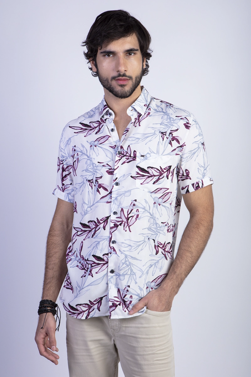CAMISA ESTAMPADA MEMPHIS FJ BURGUNDY - 1