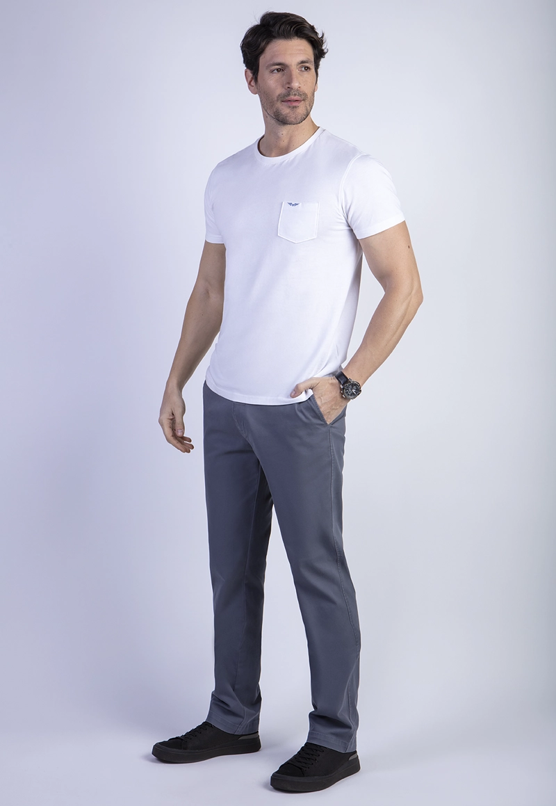 PANTALÓN ALGODÓN HOMBRE FEROUCH GRIS 206001X0107 TWILL METAL WITHOUT PLEATS L/33 - 3