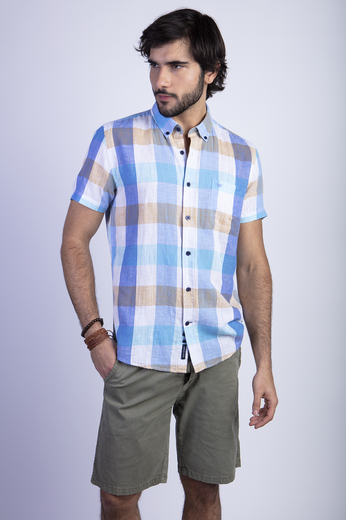 CAMISA CUADRO COLOR F BLUE - 1