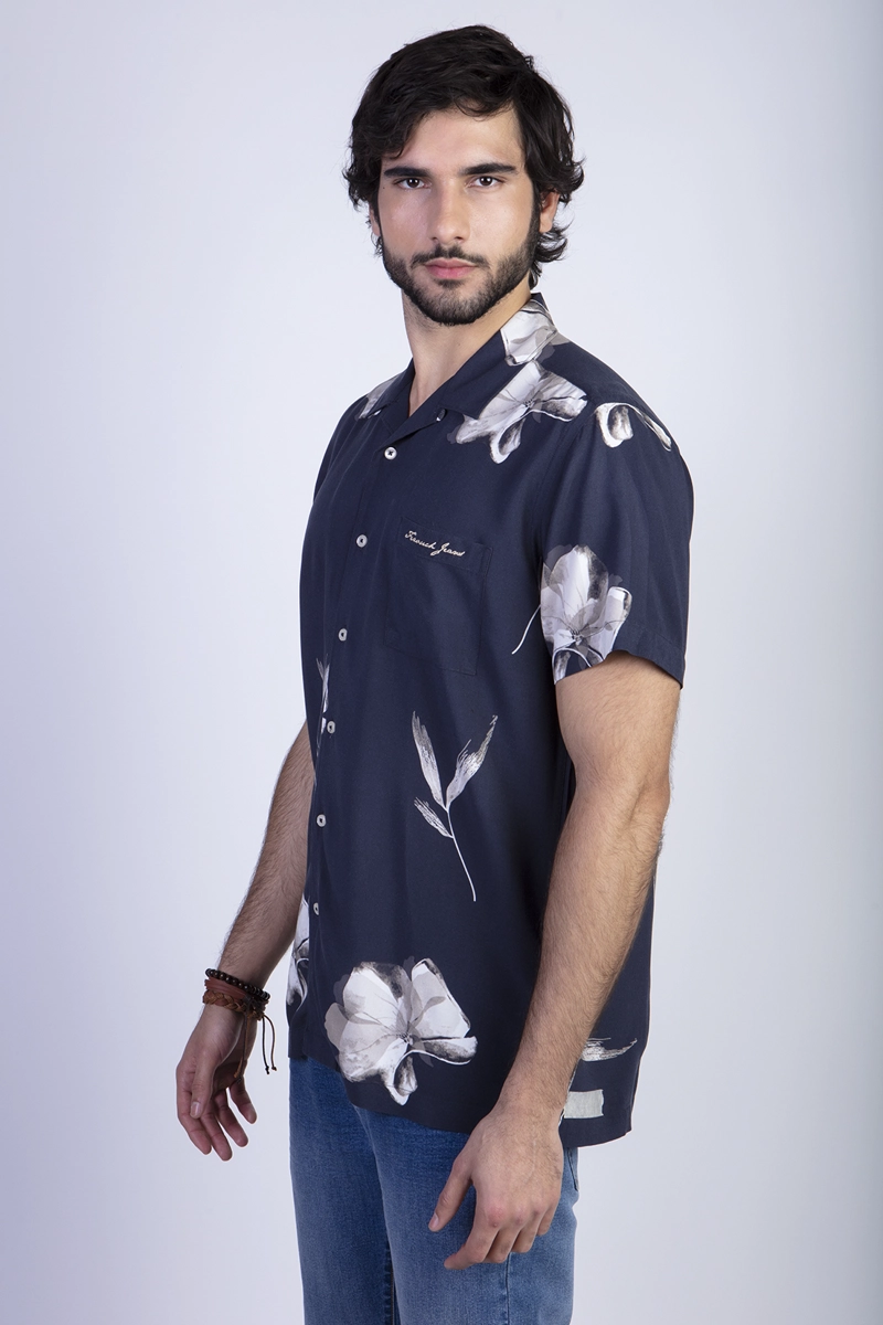 CAMISA ESTAMPADA FLORES FJ BLACK - 1