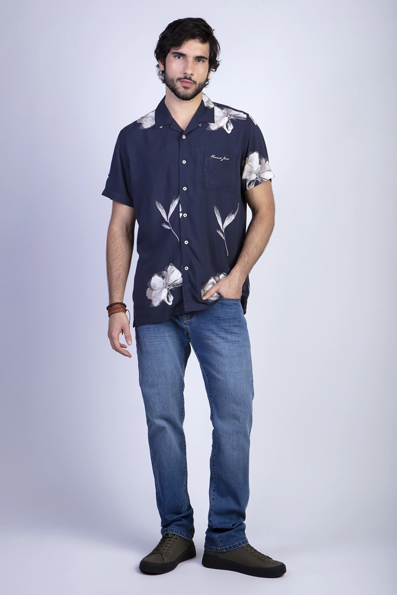 CAMISA ESTAMPADA FLORES FJ BLACK - 3