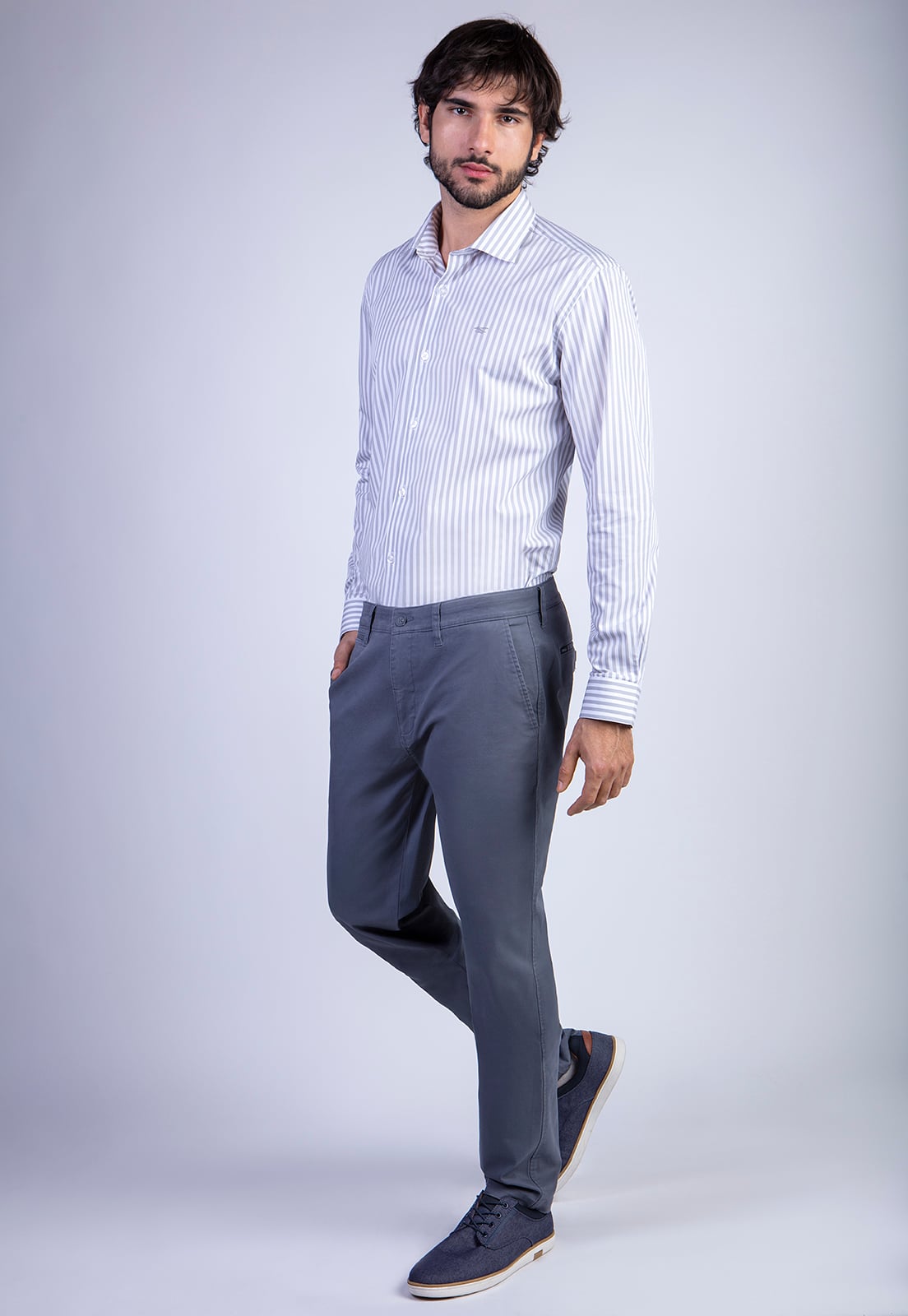 PANTALÓN ALGODÓN HOMBRE FEROUCH GRIS 206002X0107 TWILL METAL SLIM L/31 - 3