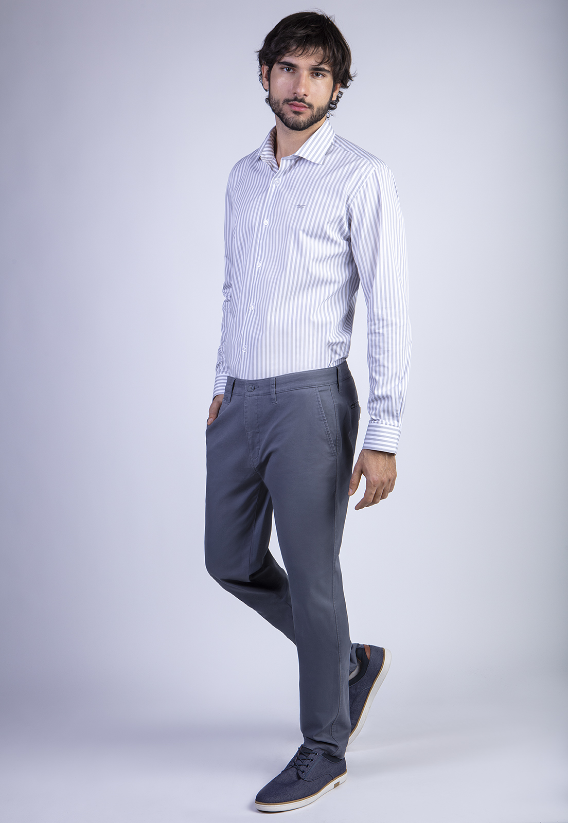 PANTALÓN ALGODÓN HOMBRE FEROUCH GRIS 206002X0107 TWILL METAL SLIM L/31 - 3
