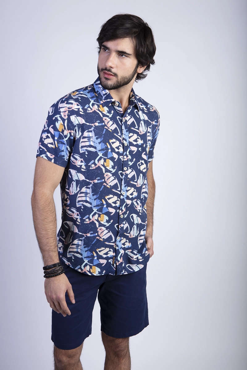 CAMISA ESTAMPADA DAKOTA FJ NAVY - 1