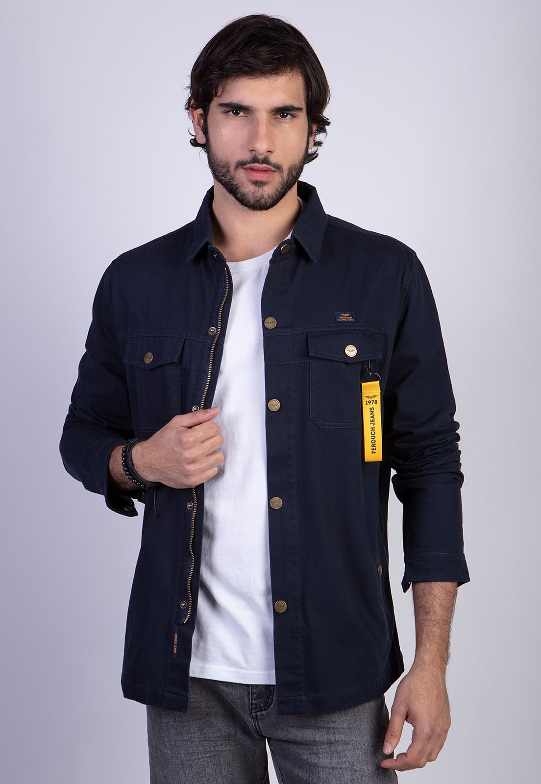 CHAQUETA OVERSHIRT SILVER FJ NAVY - 1