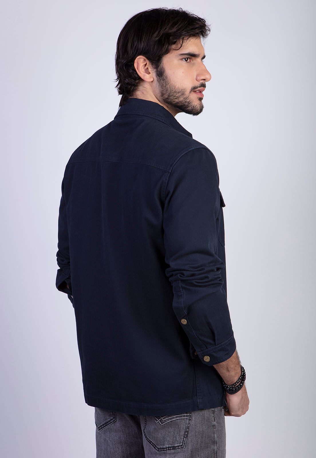 CHAQUETA OVERSHIRT SILVER FJ NAVY - 2
