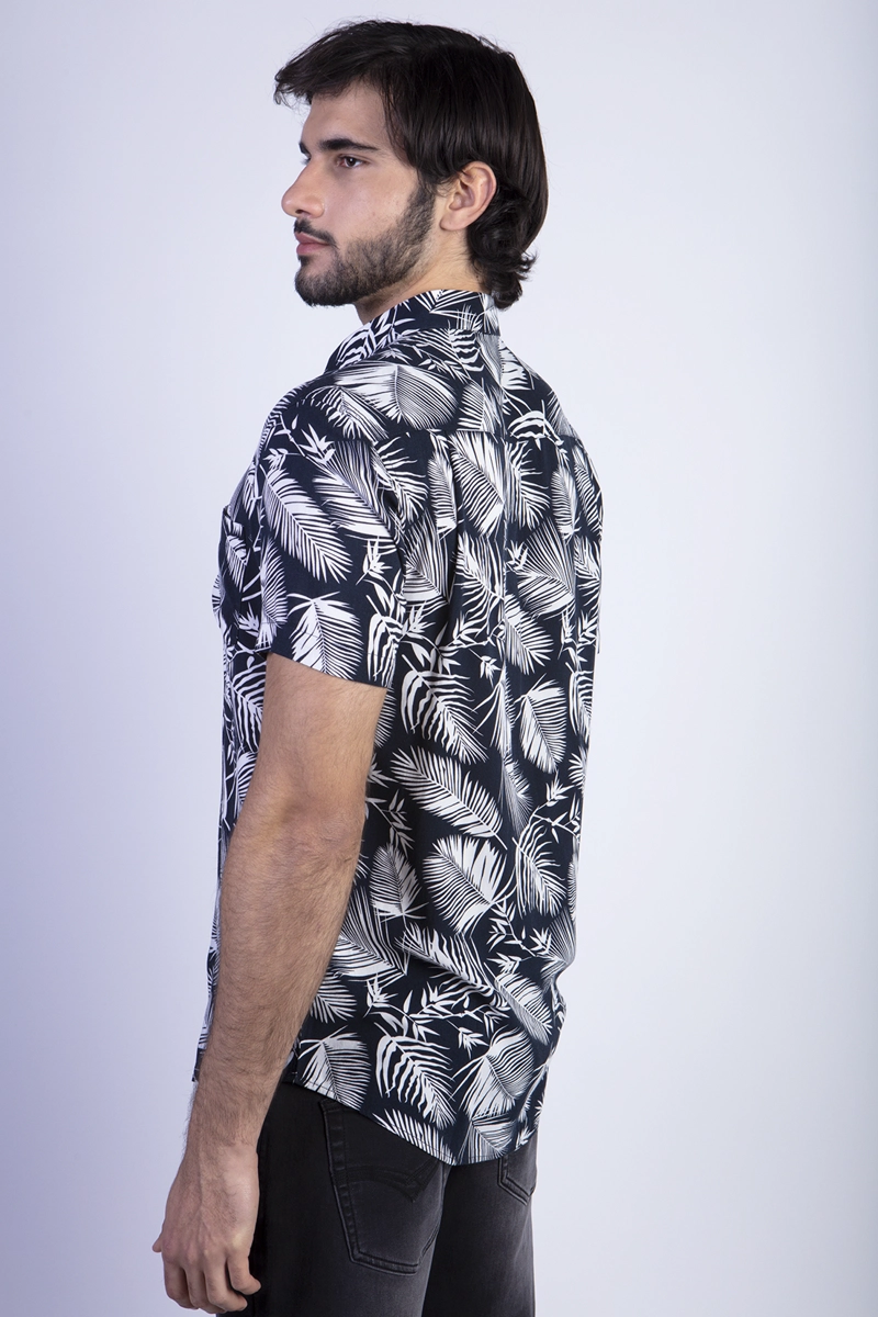 CAMISA ESTAMPADA PALMERA FJ NAVY - 2