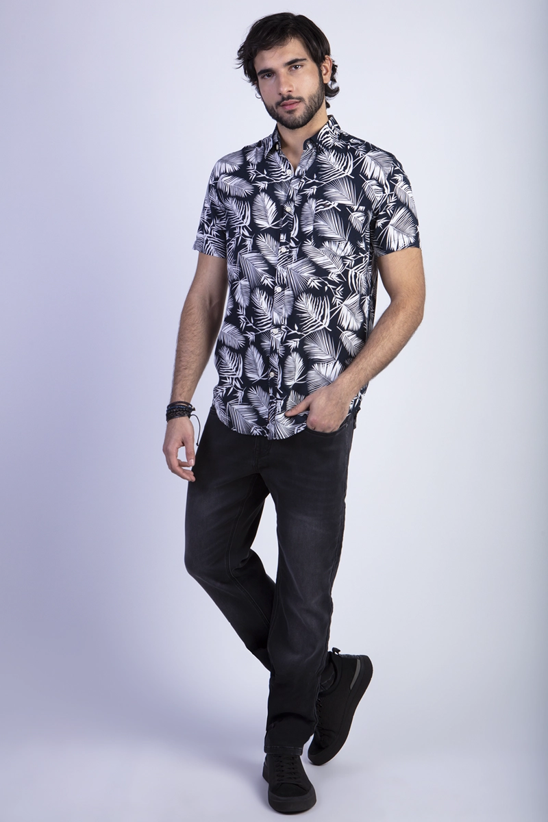 CAMISA ESTAMPADA PALMERA FJ NAVY - 3