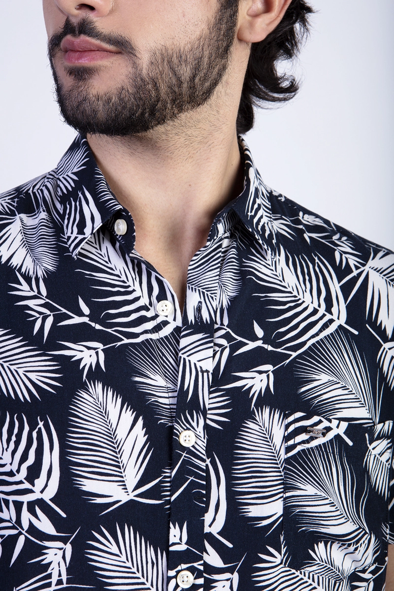 CAMISA ESTAMPADA PALMERA FJ NAVY - 4