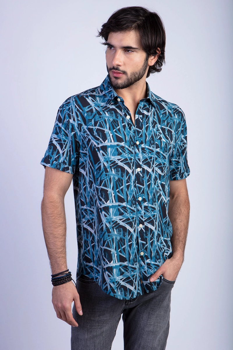 CAMISA ESTAMPADA BAMBOO FJ BLUE - 1