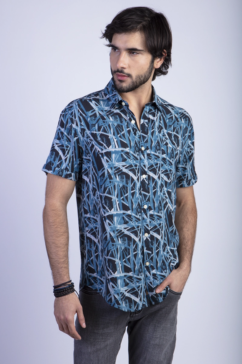 CAMISA ESTAMPADA BAMBOO FJ BLUE - 1