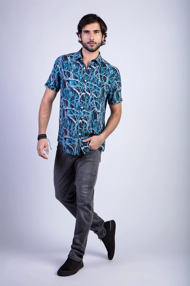CAMISA ESTAMPADA BAMBOO FJ BLUE - 4