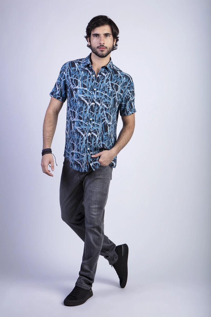 CAMISA ESTAMPADA BAMBOO FJ BLUE - 4