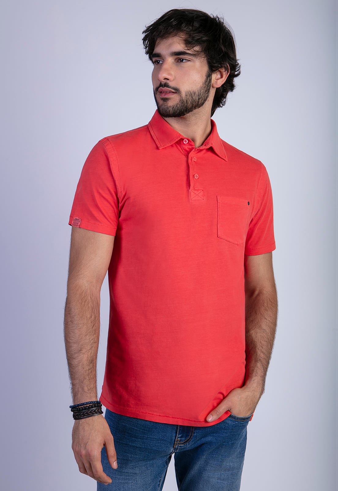 POLERA POLO LAVADA ORLANDO CORAL - 1
