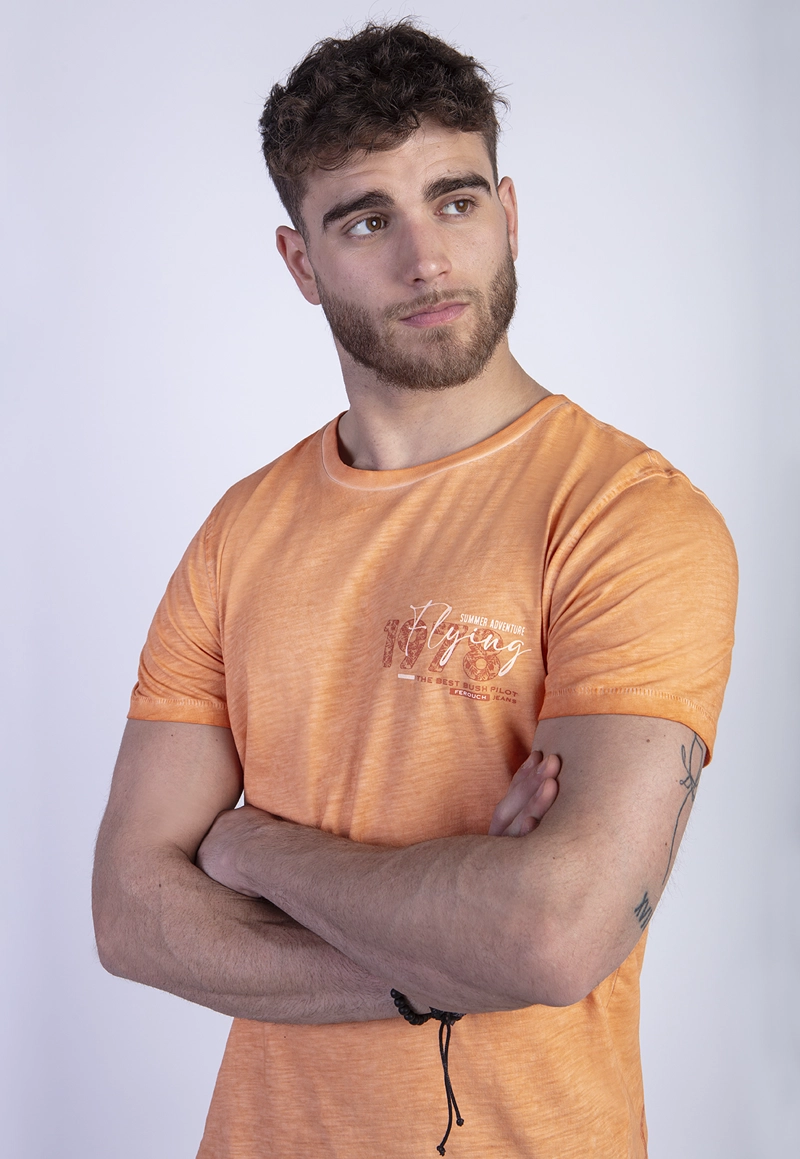 POLERA DIRTY WASH NEW YORK ORANGE - 4