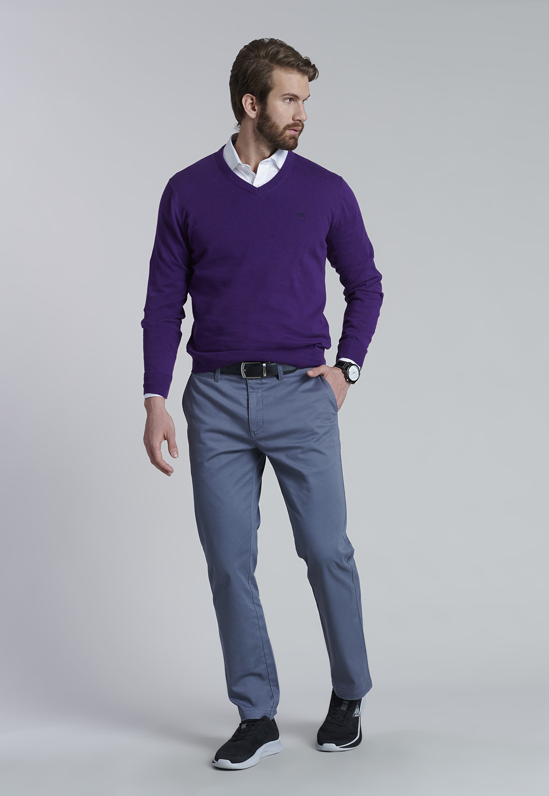 PANTALÓN ALGODÓN HOMBRE FEROUCH GRIS 206000X0107 TWILL REGULAR L/31 METAL - 9