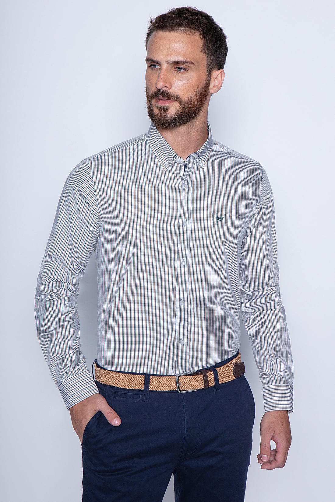 CAMISA CUADRO DAKOTA SM MUSTARD - 1