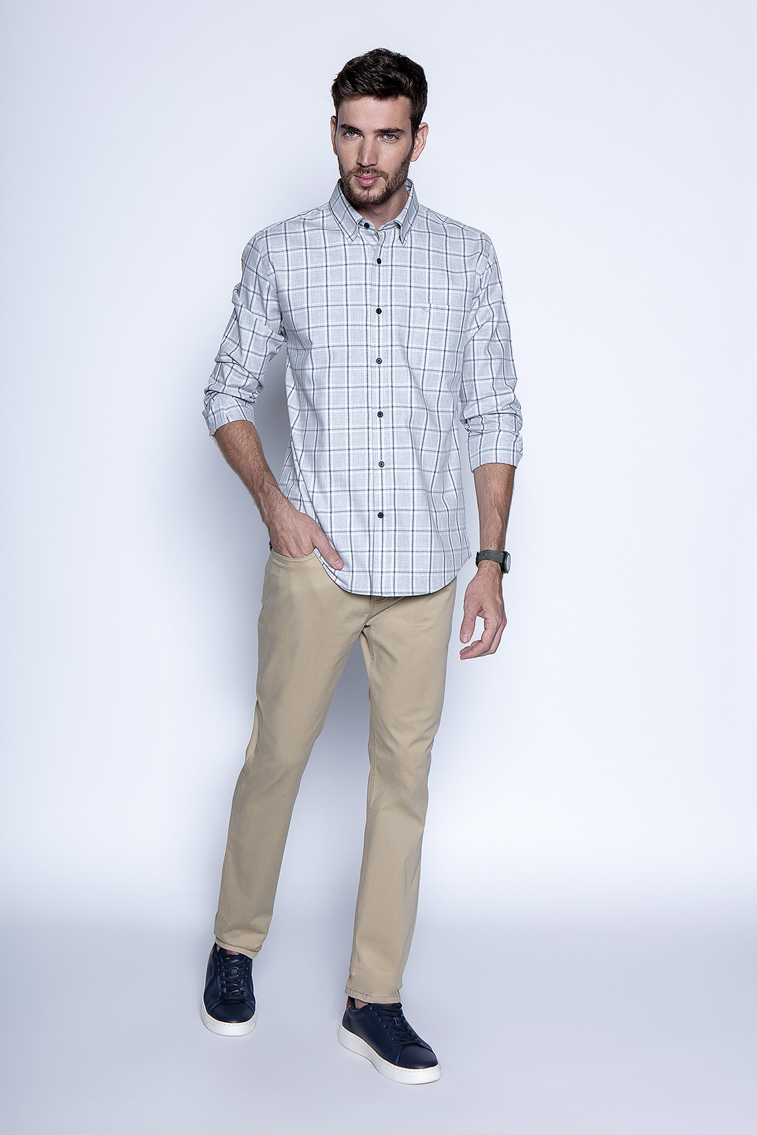 CAMISA CHECK DAKOTA F LT GREY - 4