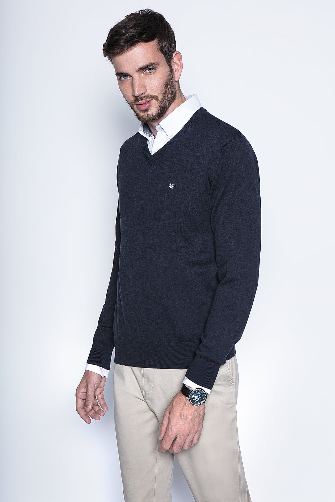 MELANGE SWEATER SMART CASUAL L/S NAVY - 1