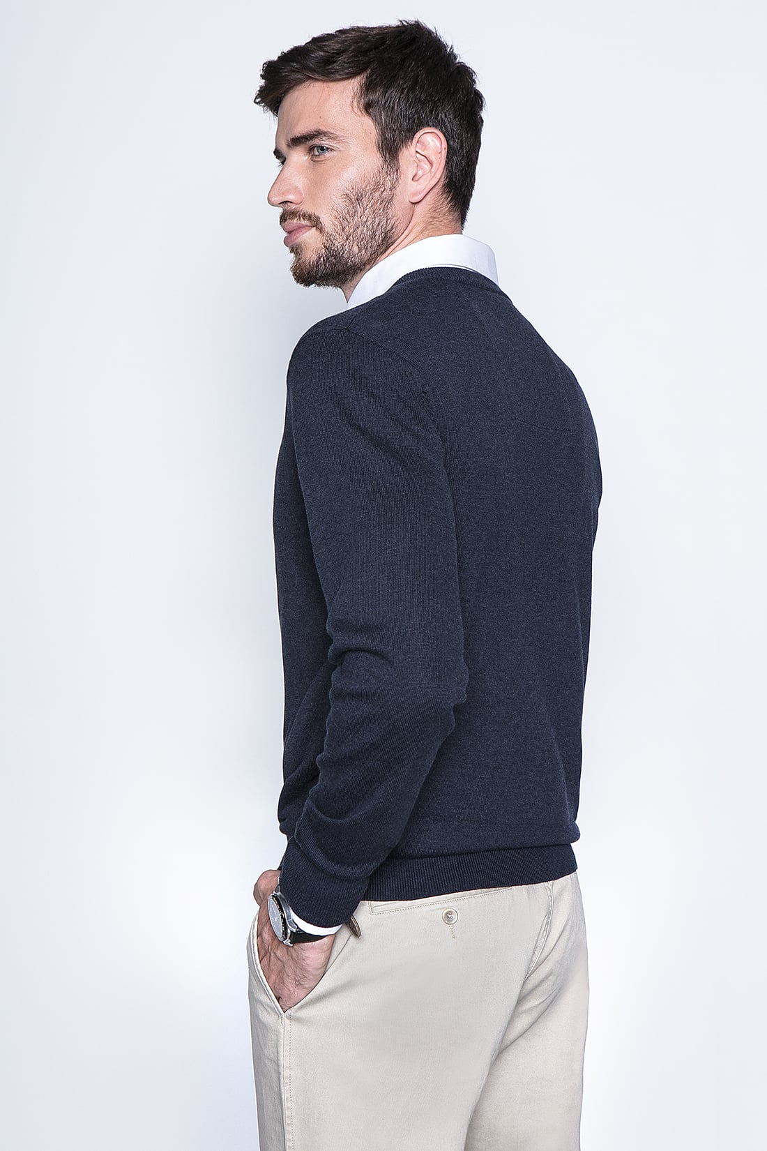 MELANGE SWEATER SMART CASUAL L/S NAVY - 2