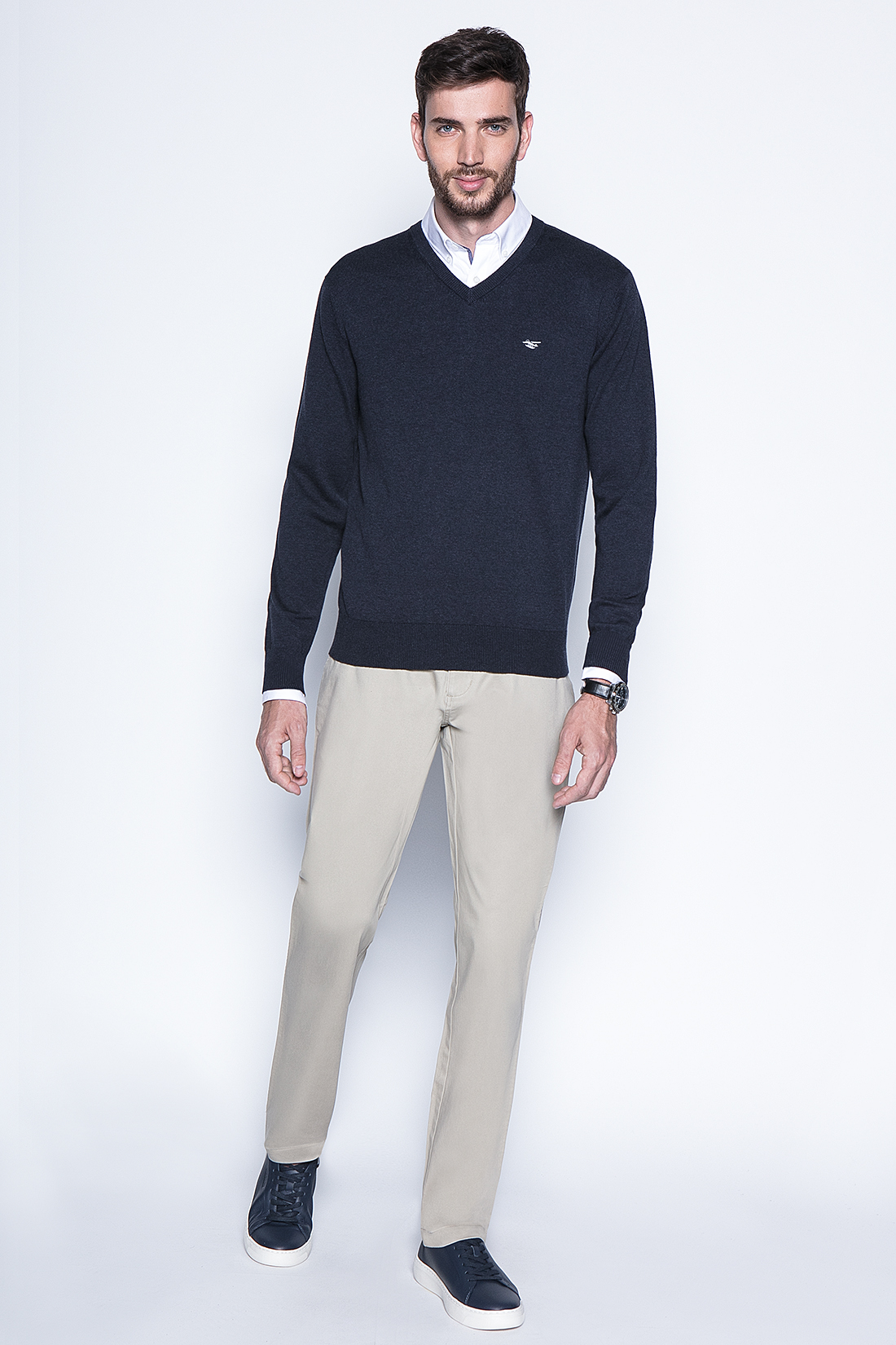 MELANGE SWEATER SMART CASUAL L/S NAVY - 4