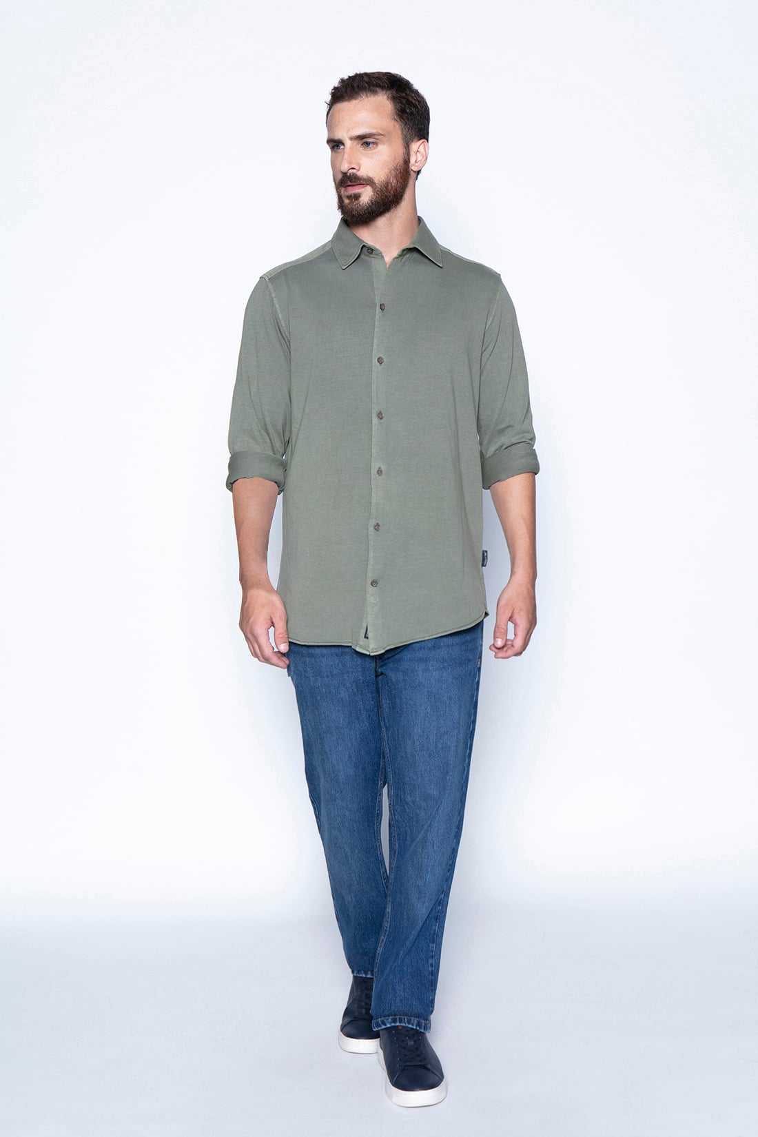 CAMISA JERSEY GARMENT DYED F GREEN - 4