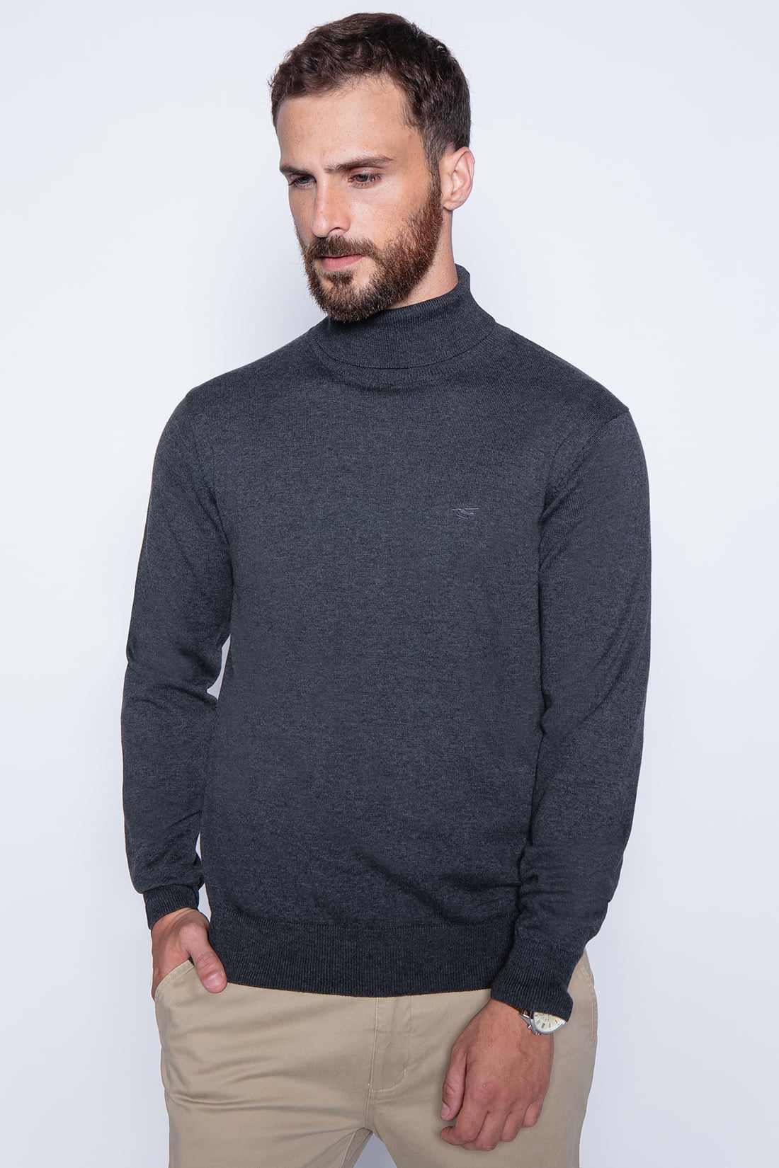 SWEATER SMART CASUAL TURTLE NECK GRAPHITE - 1
