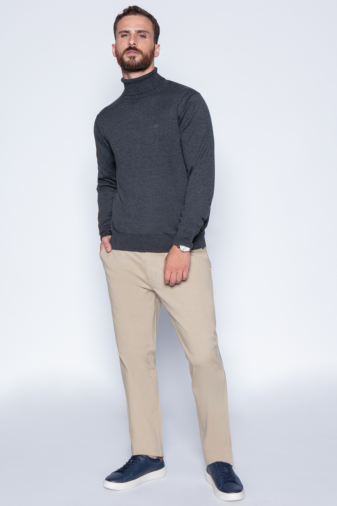SWEATER SMART CASUAL TURTLE NECK GRAPHITE - 4
