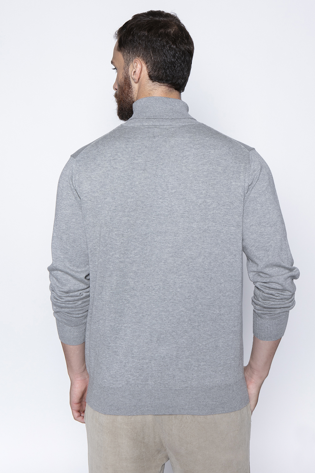 SWEATER SMART CASUAL TURTLE NECK LT GREY - 2