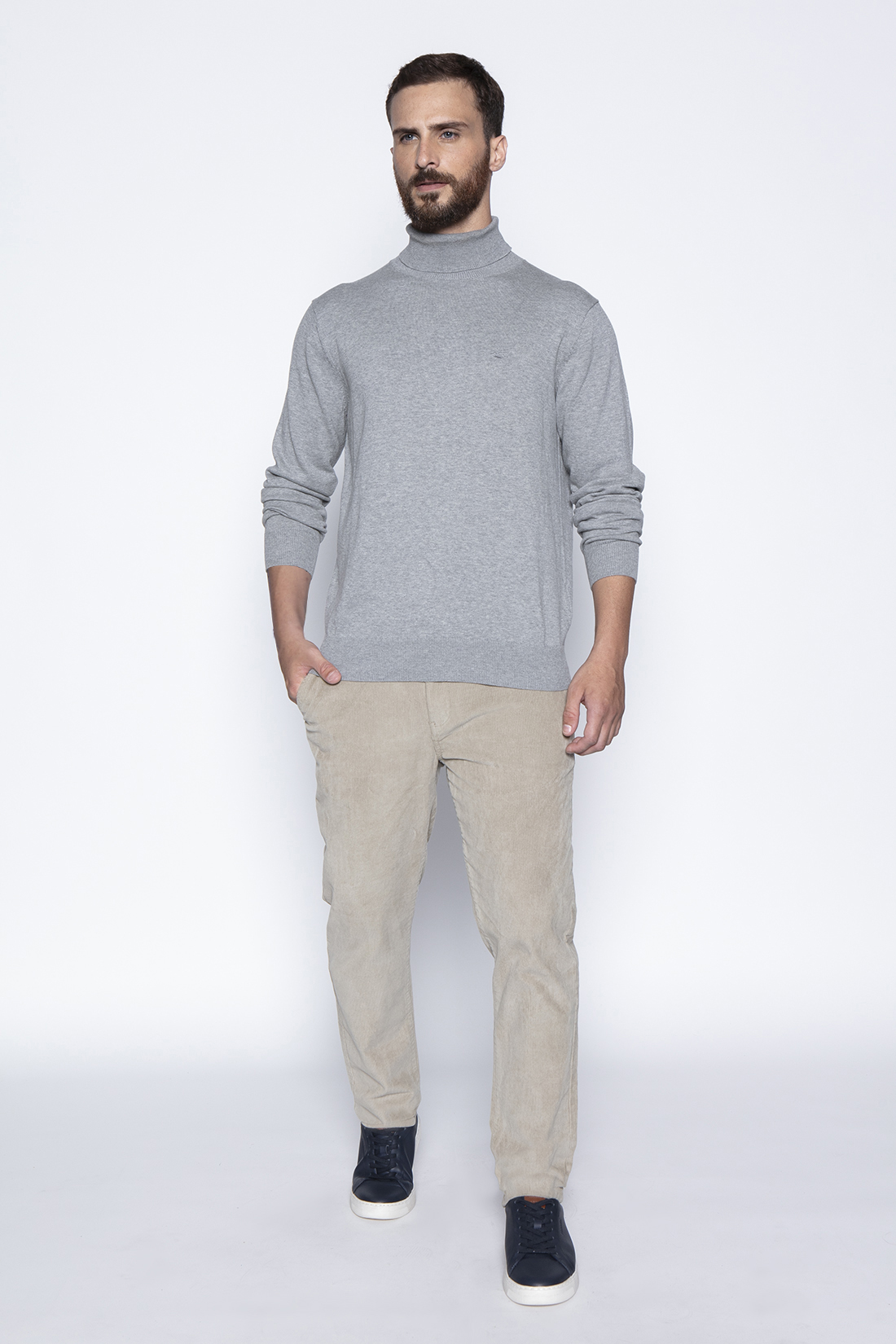 SWEATER SMART CASUAL TURTLE NECK LT GREY - 4