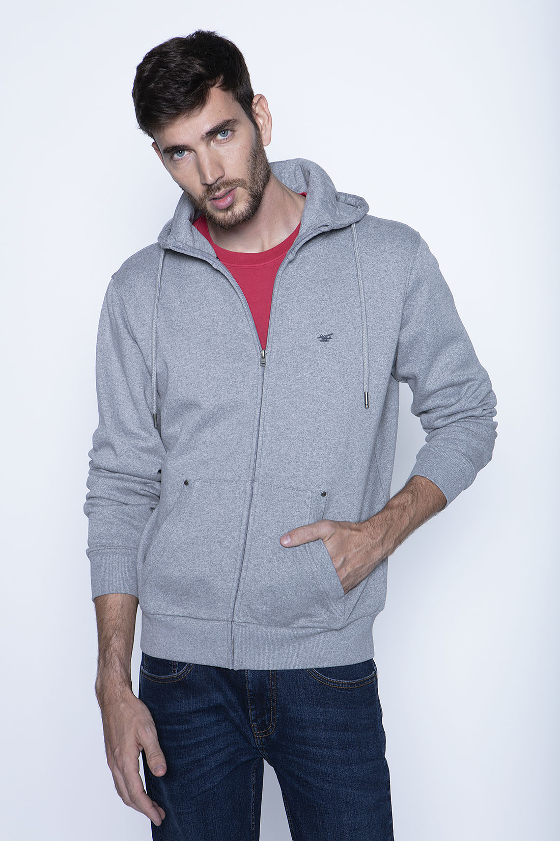 POLERÓN BÁSICO FULL ZIPPER GREY MELANGE - 1