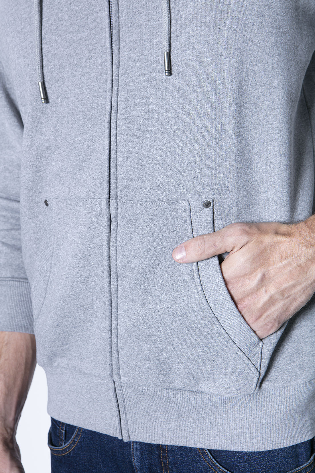 POLERÓN BÁSICO FULL ZIPPER GREY MELANGE - 5