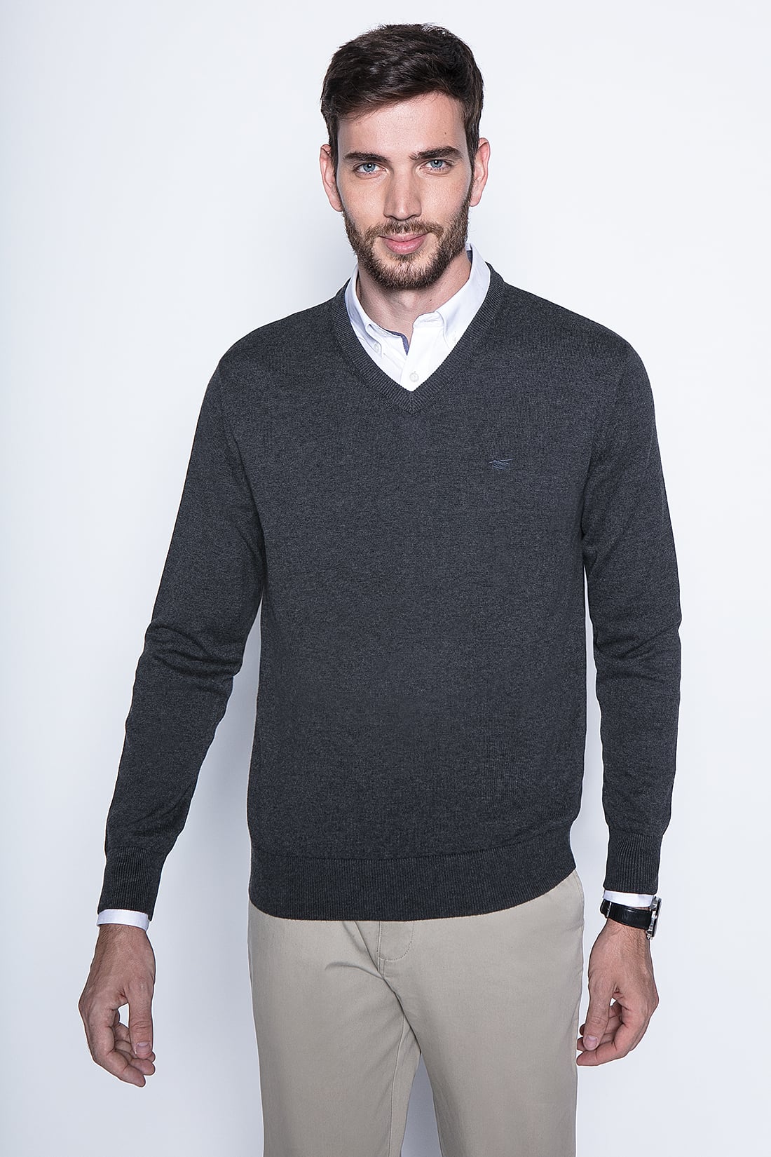 MELANGE SWEATER SMART CASUAL L/S GRAPHITE - 1