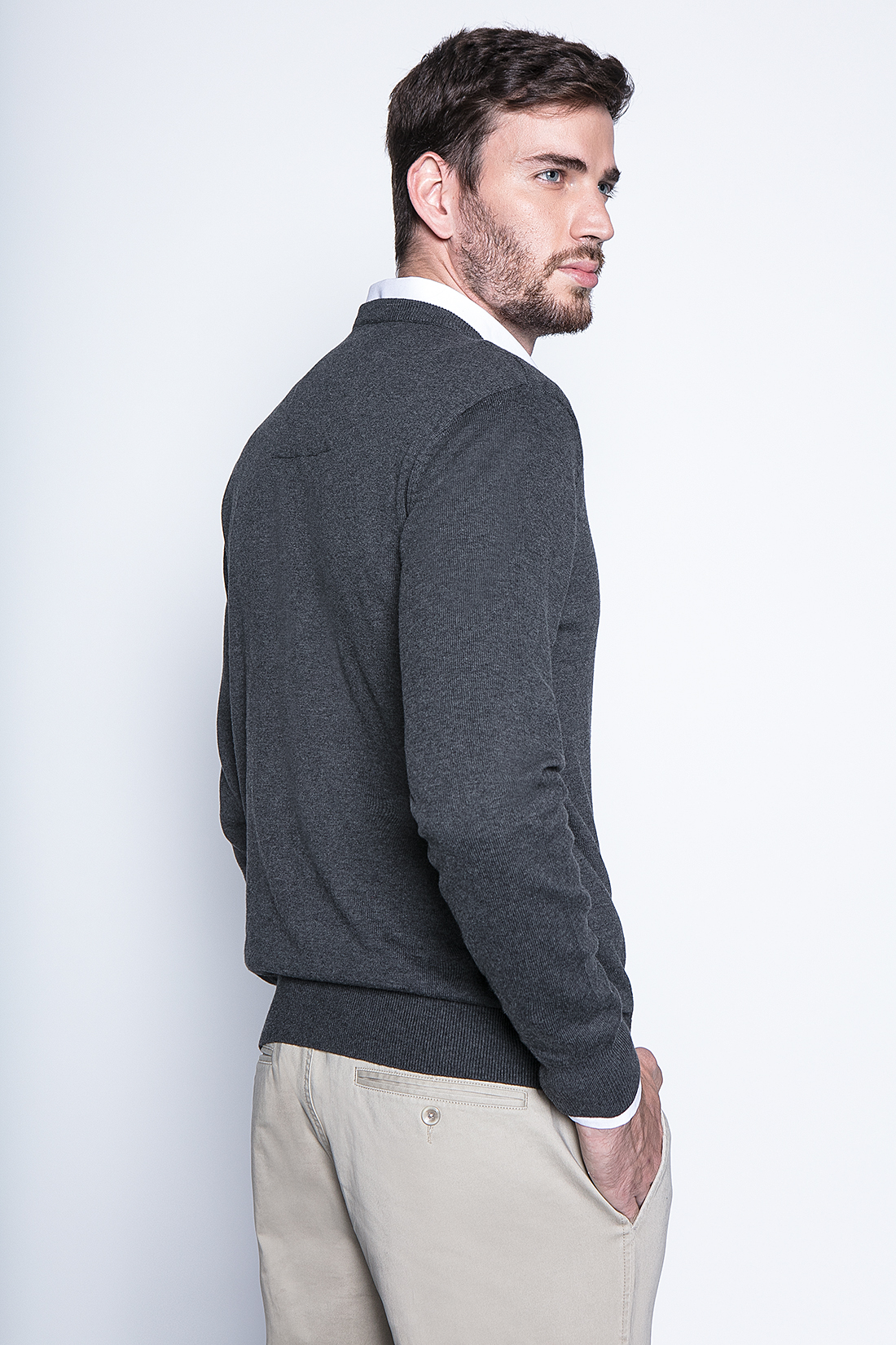 MELANGE SWEATER SMART CASUAL L/S GRAPHITE - 2
