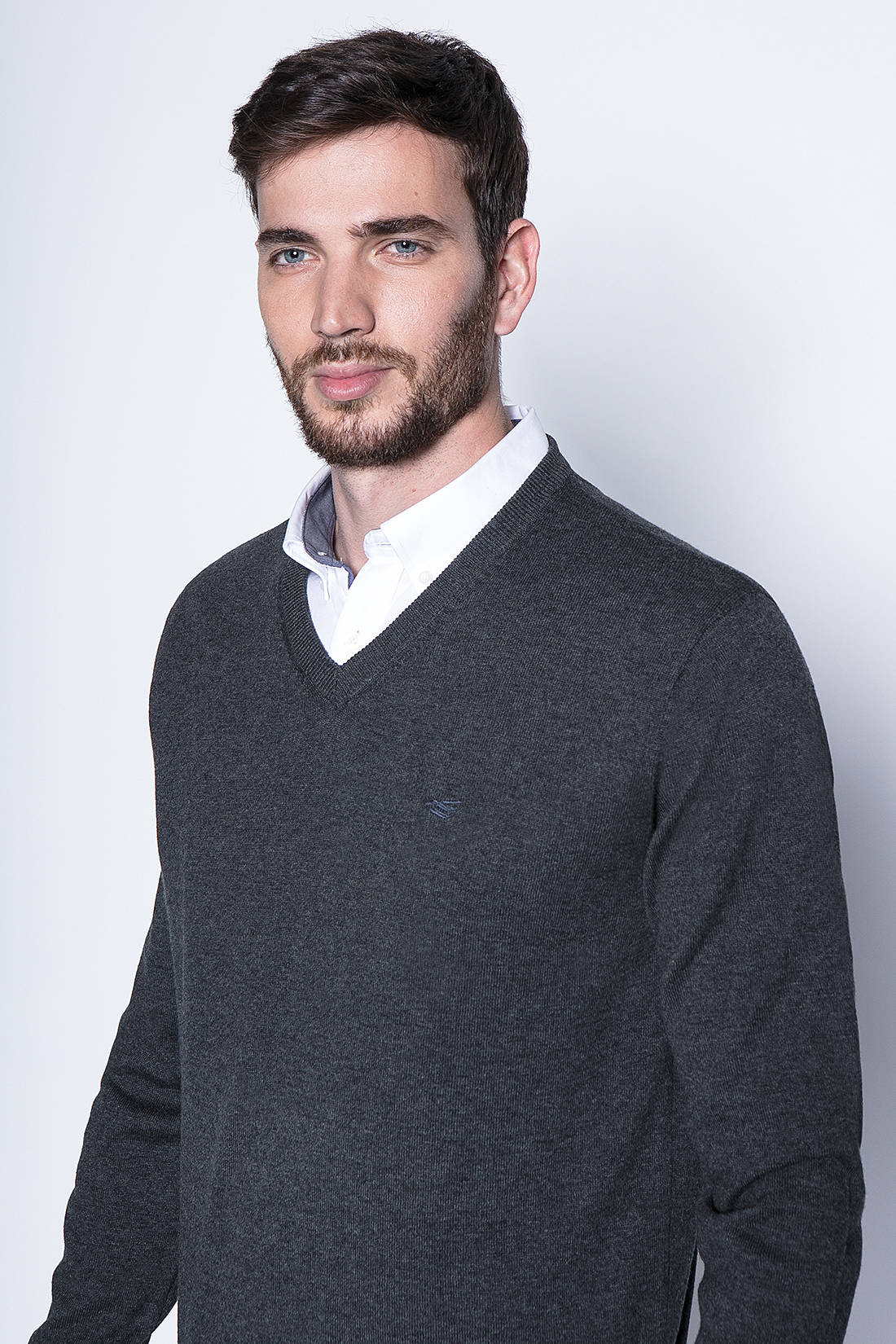 MELANGE SWEATER SMART CASUAL L/S GRAPHITE - 3