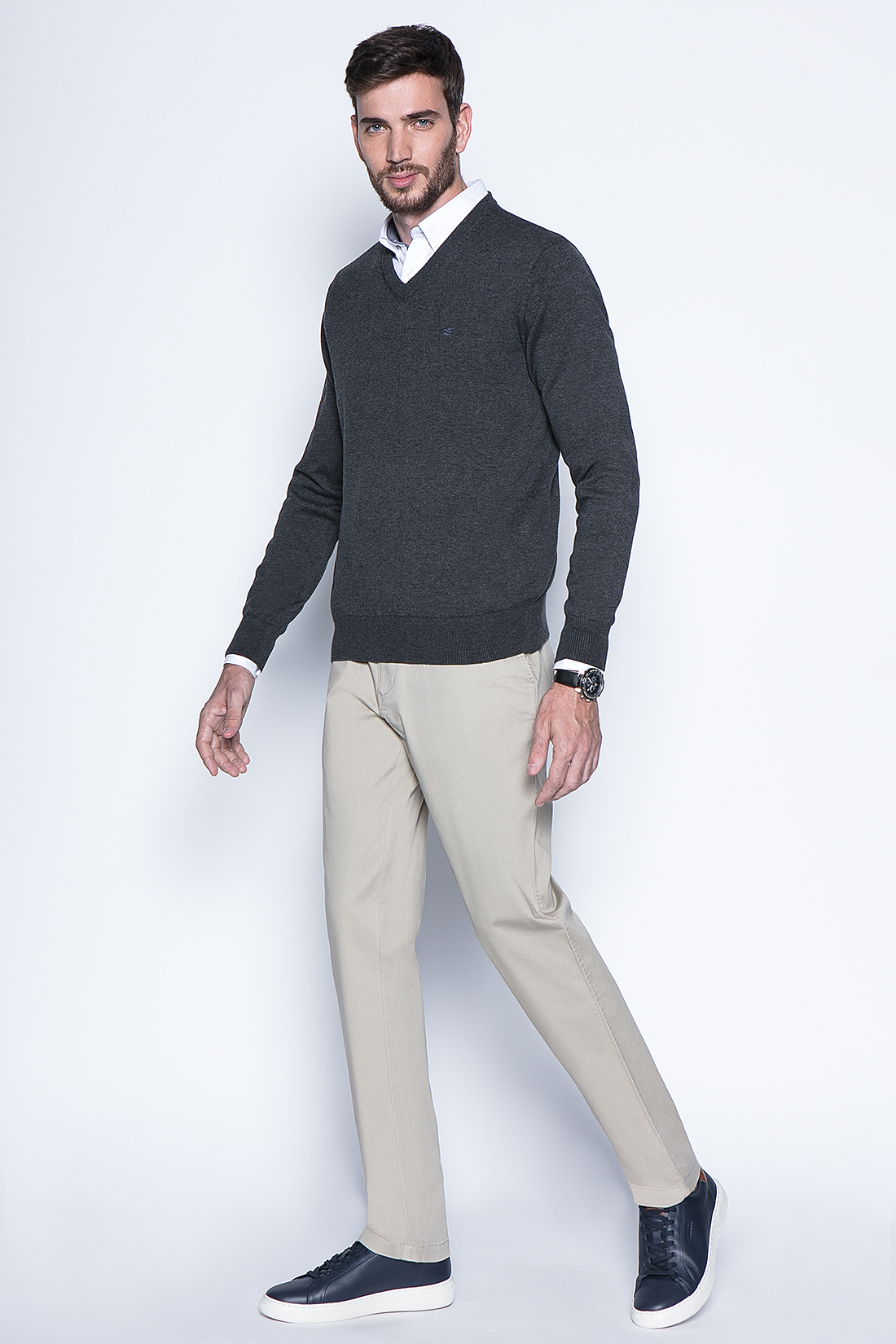 MELANGE SWEATER SMART CASUAL L/S GRAPHITE - 4