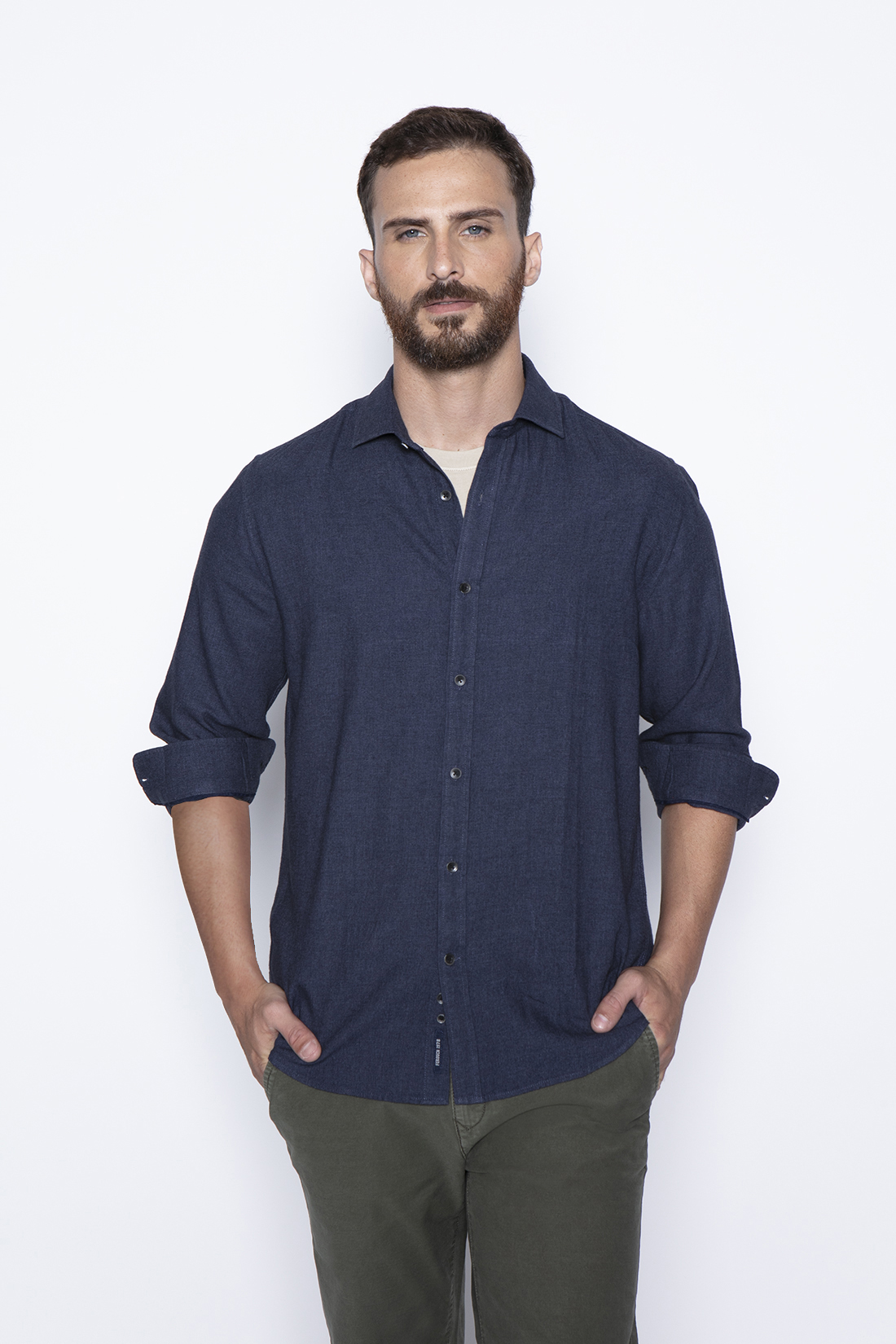 CAMISA SPORT F NAVY MELANGE - 1