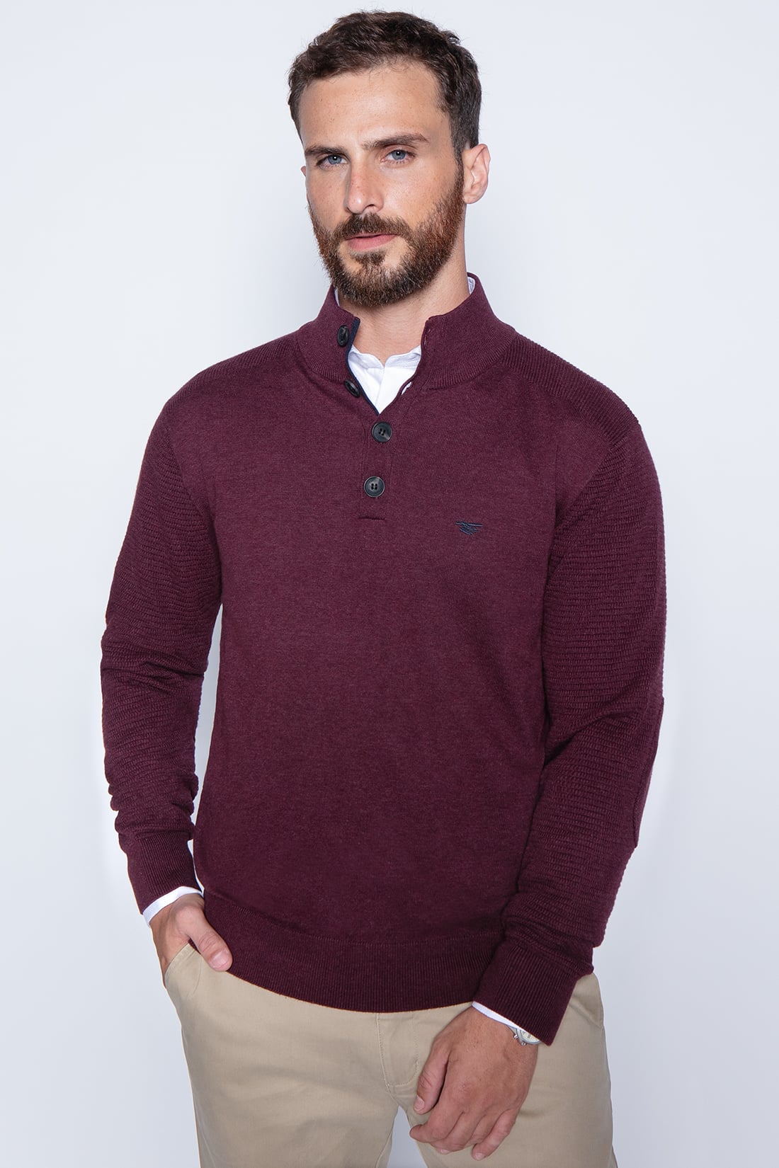 SWEATER BRISTOL SMART CASUAL L/S BURGUNDY - 1