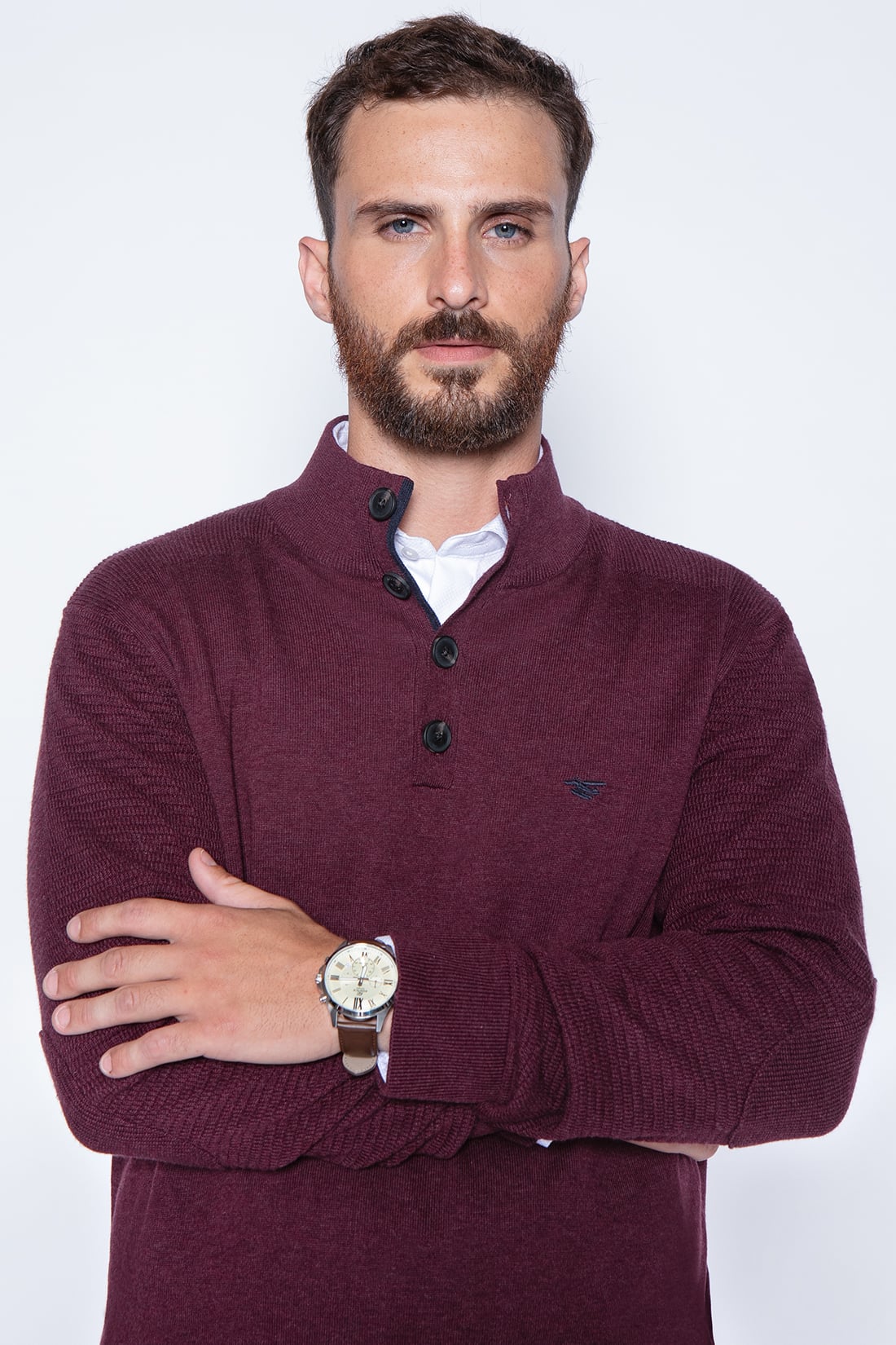 SWEATER BRISTOL SMART CASUAL L/S BURGUNDY - 3