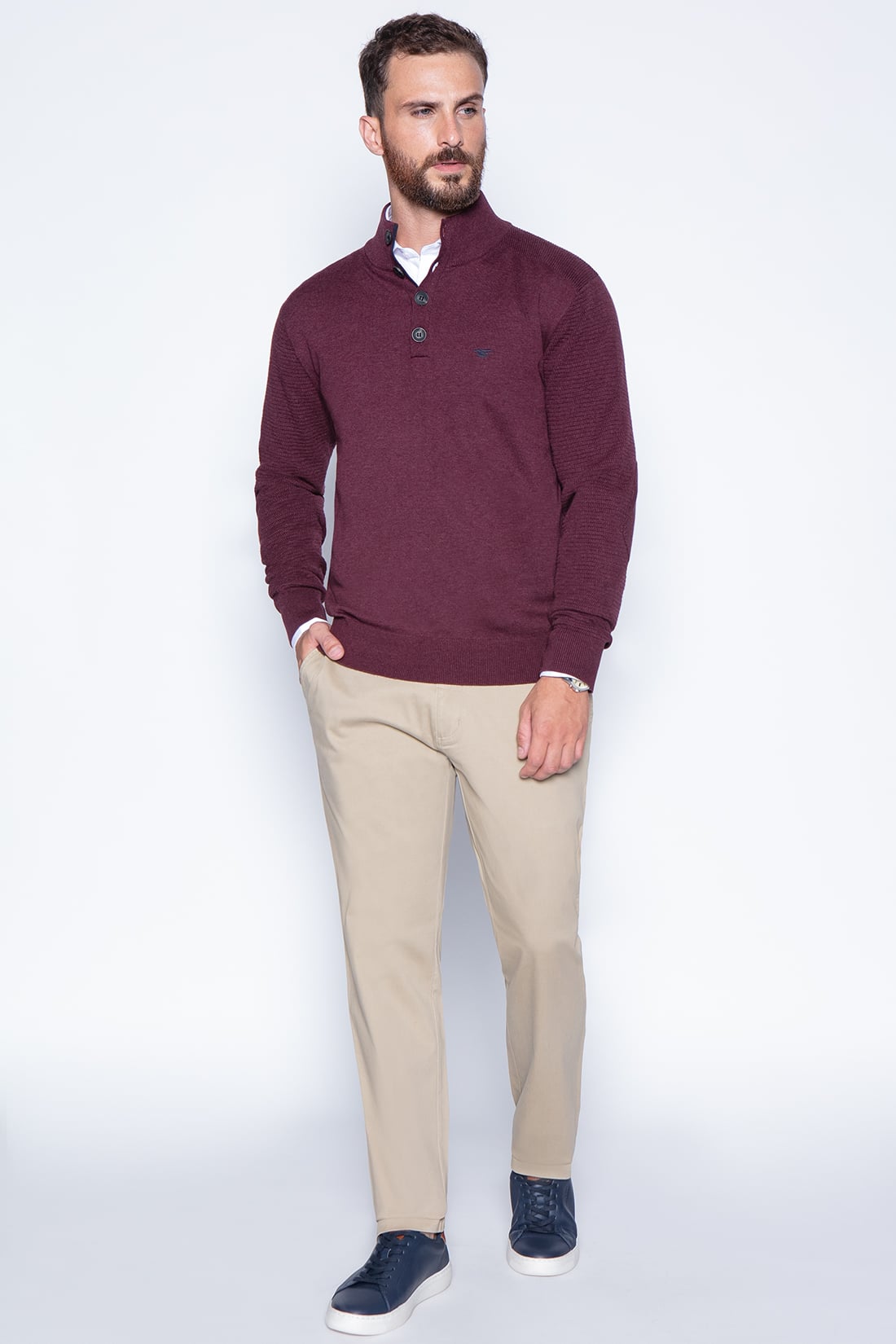 SWEATER BRISTOL SMART CASUAL L/S BURGUNDY - 4