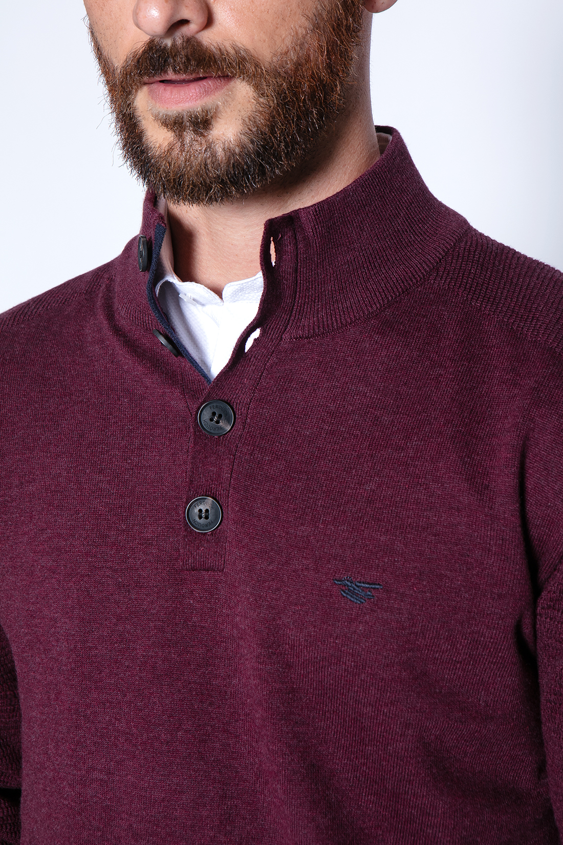 SWEATER BRISTOL SMART CASUAL L/S BURGUNDY - 5