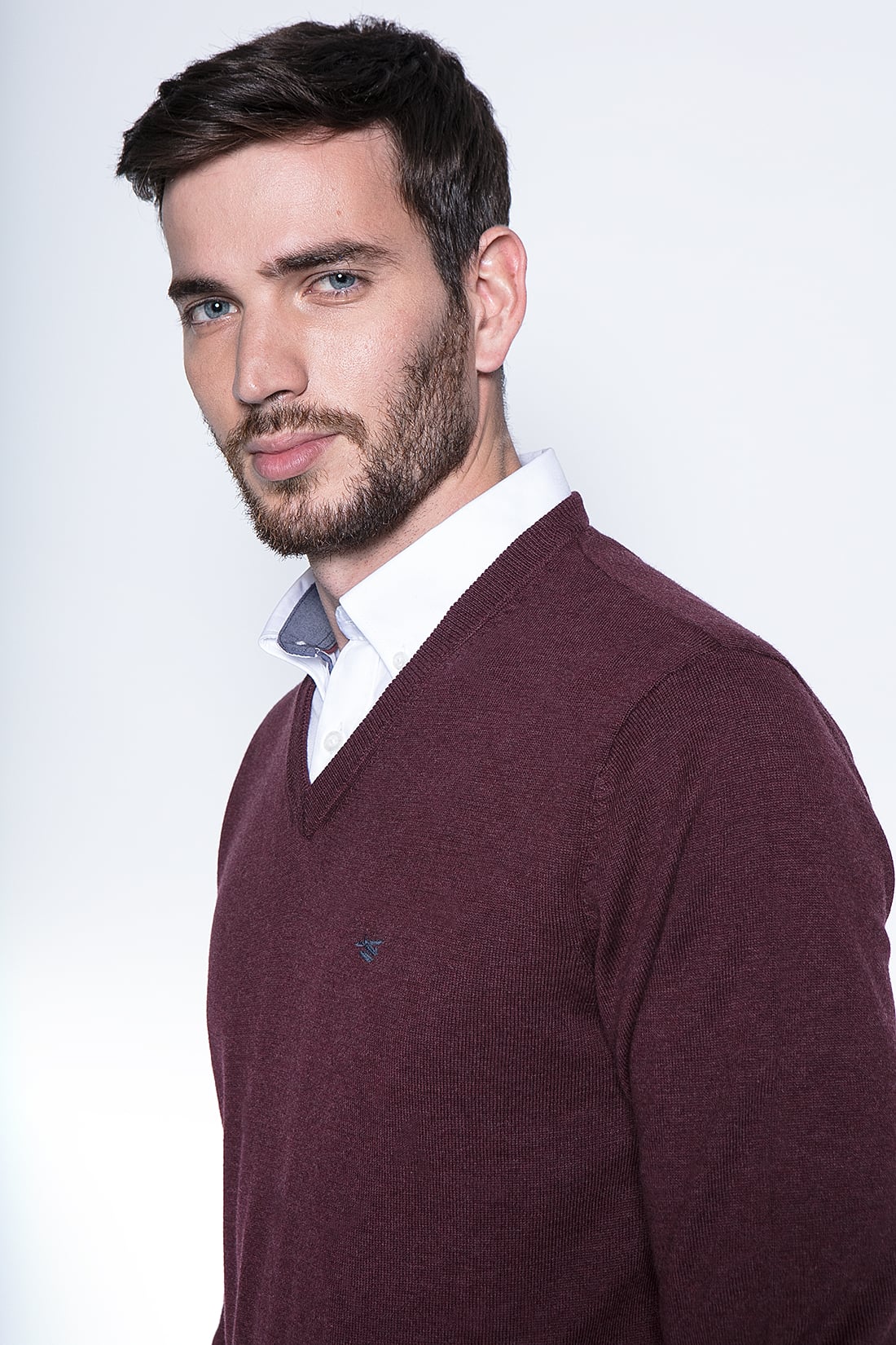 MELANGE SWEATER SMART CASUAL L/S BURGUNDY - 3