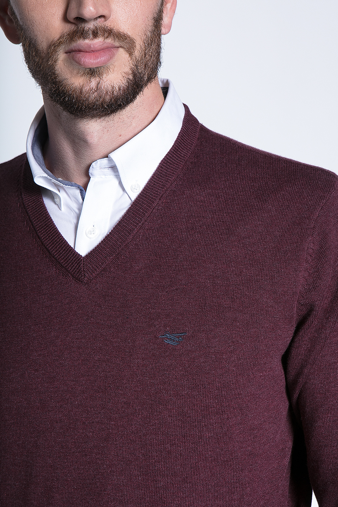 MELANGE SWEATER SMART CASUAL L/S BURGUNDY - 5