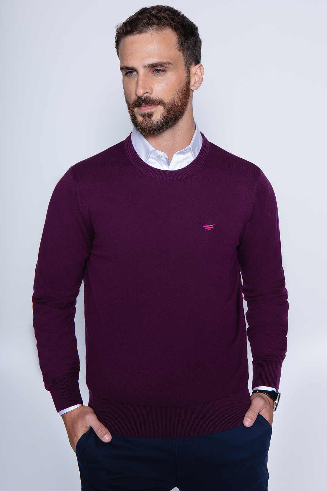 SWEATER ROUND NECK PARIS GRAPE - 1